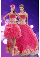 2015 Exquisite Hot Pink Quinceanera Dresses with Beading and Lace