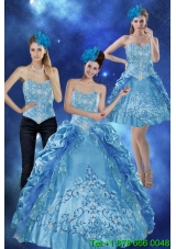 2015 Sweetheart Teal Quinceanera Gown with Embroidery and Pick Ups