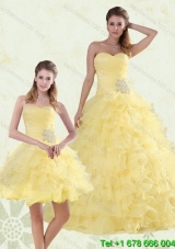 Beaded and Ruffled Sweetheart Quinceanera Dress in Yellow