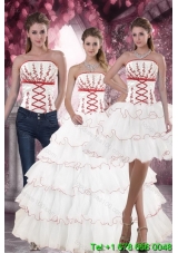 Lovely White Quince Dresses with Appliques and Ruffled Layers for 2015