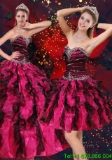 Pretty Multi Color Sweetheart Quince Dresses with Beading and Ruffles