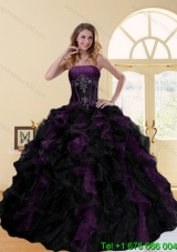 2015 Wonderful Multi Color Strapless Quinceanera Dresses with Ruffles and Beading