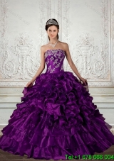 Ball Gown Strapless Quinceanera Dress with Embroidery and Ruffles