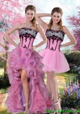 High Low Zebra Printed Prom Dress with Pick Ups and Appliques