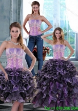 2015 Fashionable Appliques and Ruffles Quince Dresses in Multi Color