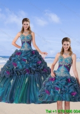 Multi Color 2015 Quinceanera Gown with Hand Made Flower and Pick Ups