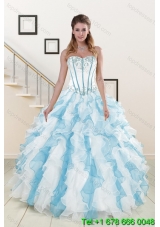 2015 Pretty Appliques and Ruffles Quince Dresses in Multi Color