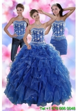 2015 Sophisticated Ruffles and Beading Detachable Quinceanera Skirts in Royal Blue