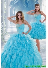 2015 Beautiful Baby Blue Sweet 16 Dresses with Beading and Ruffles