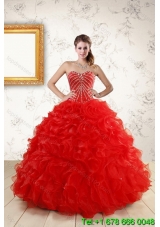 2015 Fashionable New Style Quince Dresses With Beading and Ruffles