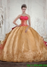 Luxurious Strapless Multi Color Quinceanera Dress with Beading and Embroidery