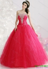 Puffy Strapless 2015 Quinceanera Gowns with Rhinestones