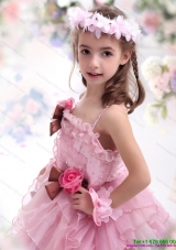 Gorgeous Champagne Little Girl Pageant Dress with Hand Made Flower and Lace