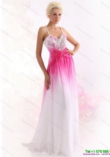 2015 Elegant Spaghetti Straps Brush Train Prom Dress with Paillettes