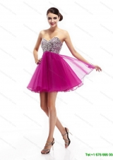 Beautiful Hot Pink Sweetheart Prom Dresses with Rhinestone