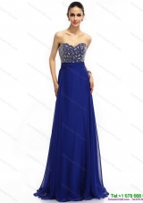 Elegant 2015 Sweetheart Prom Dress with Brush Train and Beading