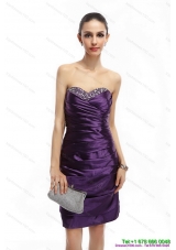 Sweetheart Mini Length Prom Dresses with Ruching and Beading