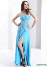 Affordable Sweetheart Ruching 2015 Prom Dresses with Beading and High Slit