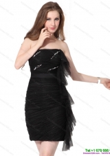 Discount 2015 Strapless Ruching Mini Length Prom Dress in Black