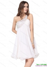 Free and Easy One Shoulder Beading Prom Dress in White