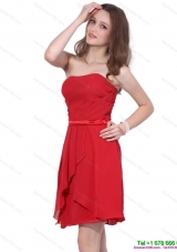 Latest Strapless Short Red 2015 Prom Dress with Ruching