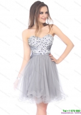 2015 Luxurious Sweetheart Grey Prom Dress with Rhinestones