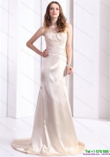 Elegant 2015 Prom Dress with Brush Train and Ruching