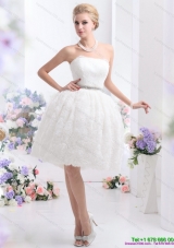 2015 Classical Strapless Beach Wedding Dress with Knee length