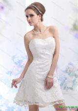 2015 Classical Sweetheart Mini length Beach Wedding Dress with Lace