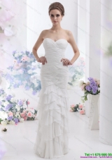 2015 Elegant Sweetheart Beach Wedding Dress with Ruching and Ruffled Layers