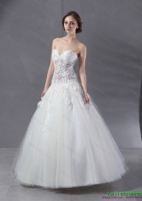 2015 Simple Sweetheart Lace Beach Wedding Dress with Floor length