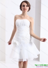 2015 Wonderful Strapless Beach Wedding Dress with Knee length