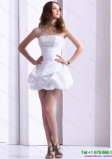 2015 Wonderful Strapless Lace Beach Wedding Dress with Mini length