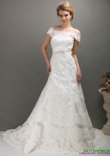 2015 Luxurious Off the Shoulder Wedding Dress with Bowknot