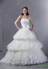 2015 Luxurious Strapless Wedding Dress with Ruffles and Ruching