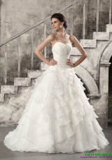 2015 Luxurious Wedding Dress with Beading and Ruffled Layers