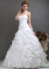 2015 Perfect Sweetheart Wedding Dresses with Ruching and Rolling Flowers