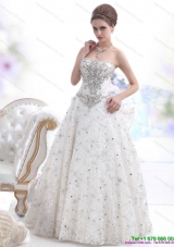 Luxurious Strapless Bownot White Wedding Dresses with Rhinestones