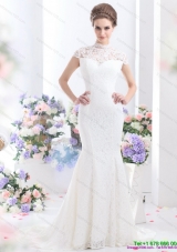 2015 Flirting High Neck Wedding Dress with Mermaid