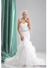 2015 Popular Ruffles White Sweetheart Mermaid Wedding Dresses with Sequins