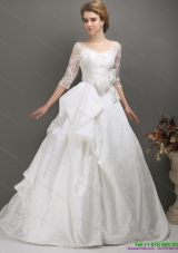 2015 Pretty A Line Wedding Dress with Lace and Bowknot