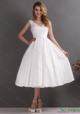 2015 Top Selling Beaded Ruched  Wedding Dresses in White