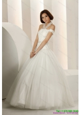 2015 Top Selling Laced Strapless White Wedding Dresses with Beading