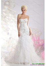 Feminine Sweetheart Wedding Dress with Appliques and Ruffles for 2015