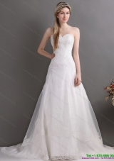 Maternity Laced Brush Train White Wedding Dresses in White