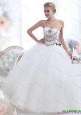 Pretty White Sweetheart 2015 Wedding Dresses with Rhinestones