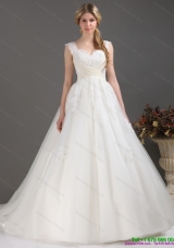 Top Selling Sequines Lace Sweetheart White Wedding Dresses with Brush Train