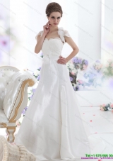 Top Selling Sweetheart Brush Train Wedding Dresses with Hand Made Flower and Ruffles
