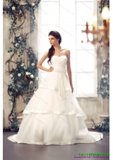 Top Selling Sweetheart White Bridal Gowns with Chapel Train