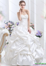 Top Selling White Brush Train Bridal Dresses with Pick Ups and Sequins